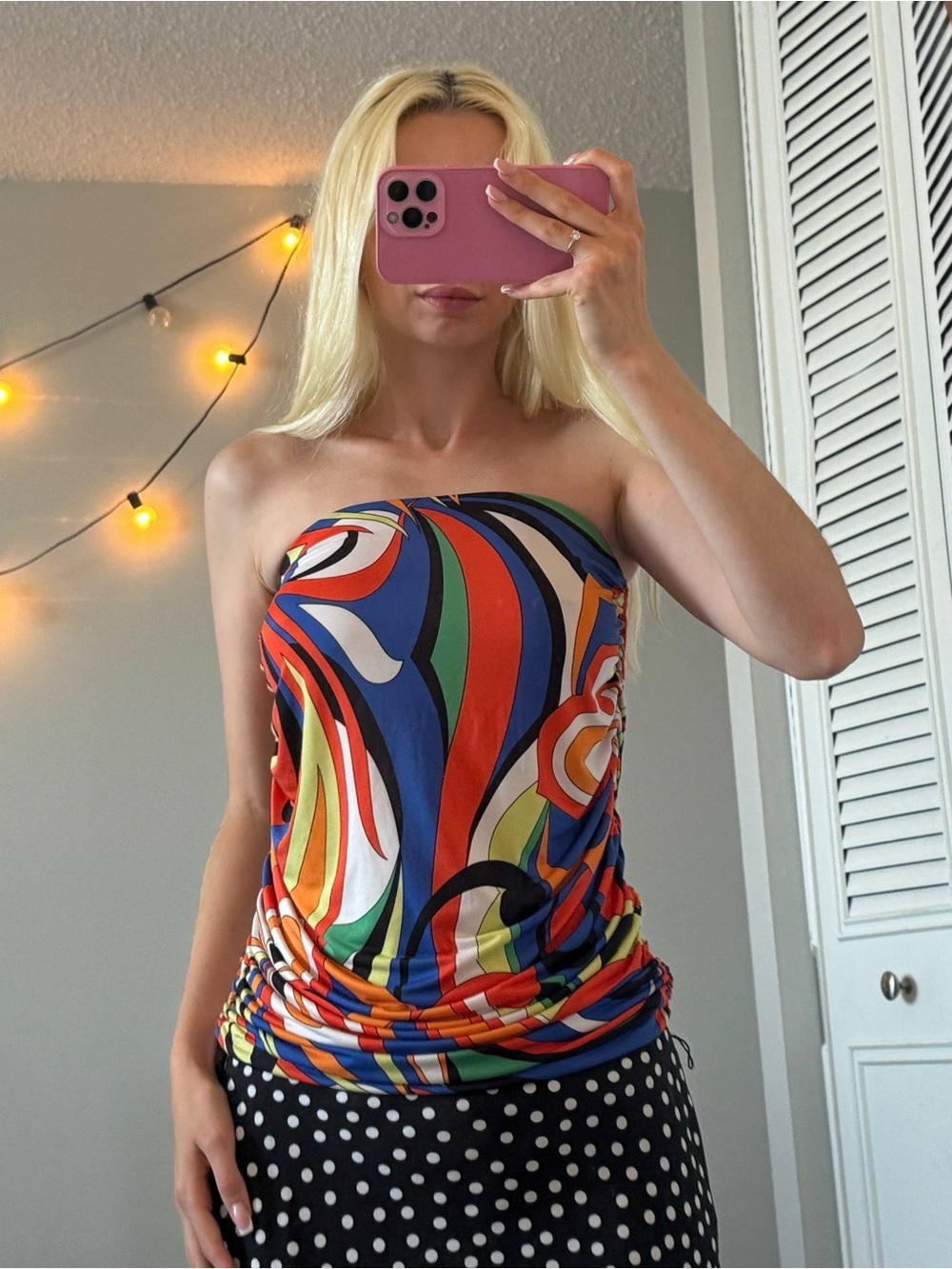 Vintage Colorful Abstract Strapless Tube Top